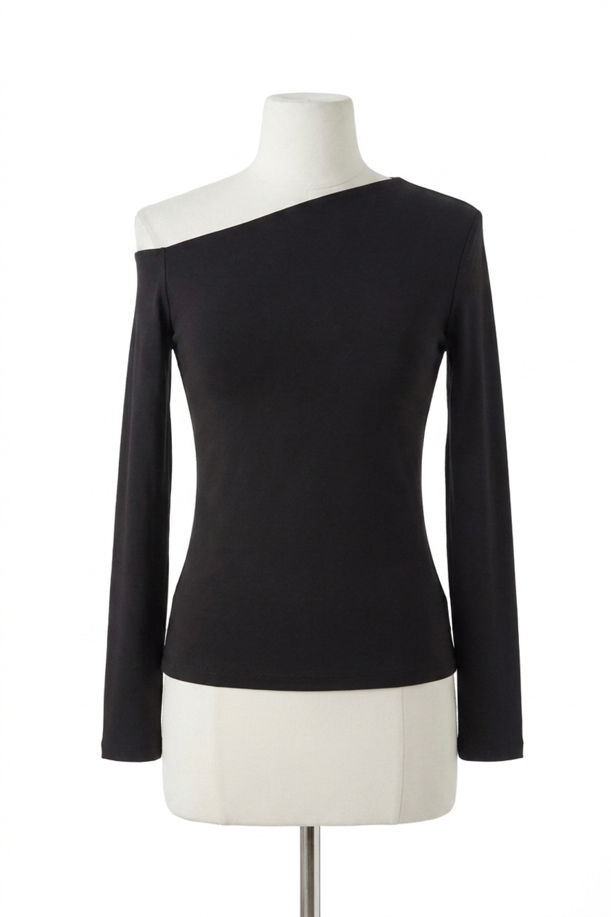 NEW ENZA COSTA exposed shoulder top in black